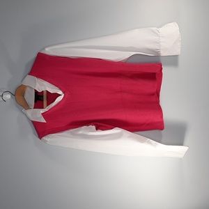 LANE BRYANT PINK/WHITE 2 in 1 SHIRT/ SWEATER VEST  SZ 14/16.